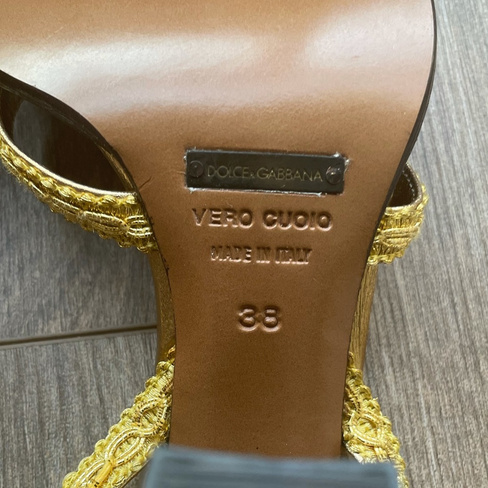 🆕 DOLCE & GABBANA Gold Slingback Heel Sandal - Picture 9 of 12